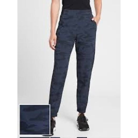 Athleta Brooklyn Camo Jogger Textured Navy Blue Comfort Sport Travel Size 6P - Picture 2 of 9